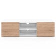 ID MARKET - Meuble TV 113 cm ELI blanc portes façon hêtre - vignette