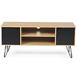 ID MARKET - Meuble TV 113 cm vintage NOEMI pied épingle bois portes noires - vignette