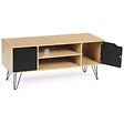 ID MARKET - Meuble TV 113 cm vintage NOEMI pied épingle bois portes noires - vignette