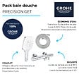 GROHE - Mitigeur bain douche Precision Get avec douchette 3jets Vitalio Smartactive 130 Cube et flexible 200cm - vignette