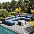 OVIALA - Salon de jardin modulable 8 places bleu pacific - Mixi - vignette