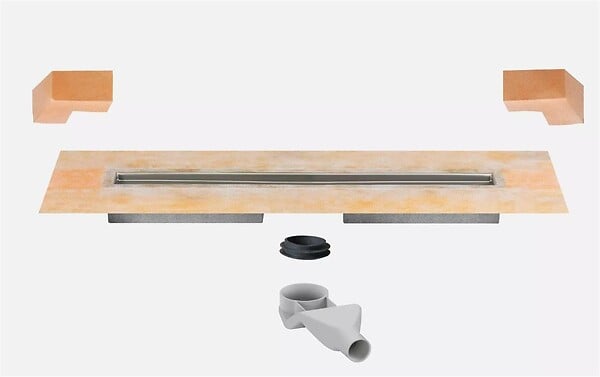 SCHLUTER - Caniveau à sortie horizontale pour douche à l'italienne KERDI LINE F 40 - Longueur: 700 mm - large
