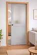 GD MENUISERIES - Porte Coulissante Athena Gris Clair Vitrée H204 x L83 cm, Galandage, kit de finition - vignette