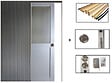 GD MENUISERIES - Porte Coulissante Athena Gris Clair Vitrée H204 x L83 cm, Galandage, kit de finition - vignette