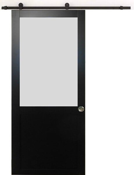 GD MENUISERIES - Porte Coulissante Athena Noir H204 x L83 cm, Rail Roulettes, Coquilles - large