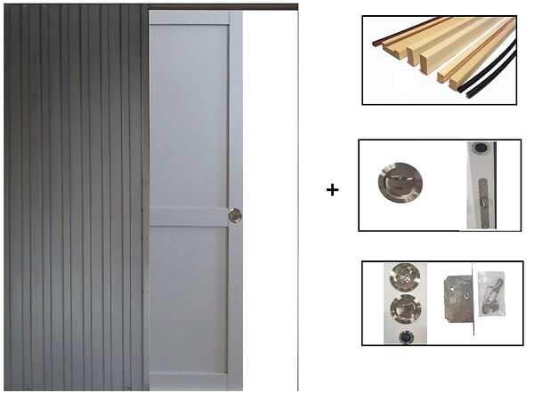 GD MENUISERIES - Porte Coulissante Athena Grise 2 Panneaux Largeur 83  + Système À Galandage - large