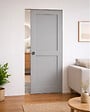 GD MENUISERIES - Porte Coulissante Athena Gris Clair 2 Panneaux H204 x L83 cm, Galandage - vignette