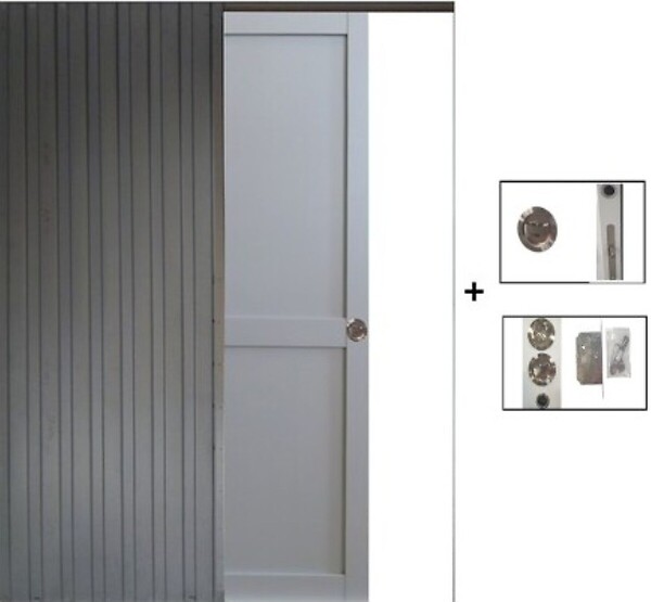 GD MENUISERIES - Porte Coulissante Athena Gris Clair 2 Panneaux H204 x L83 cm, Galandage - large