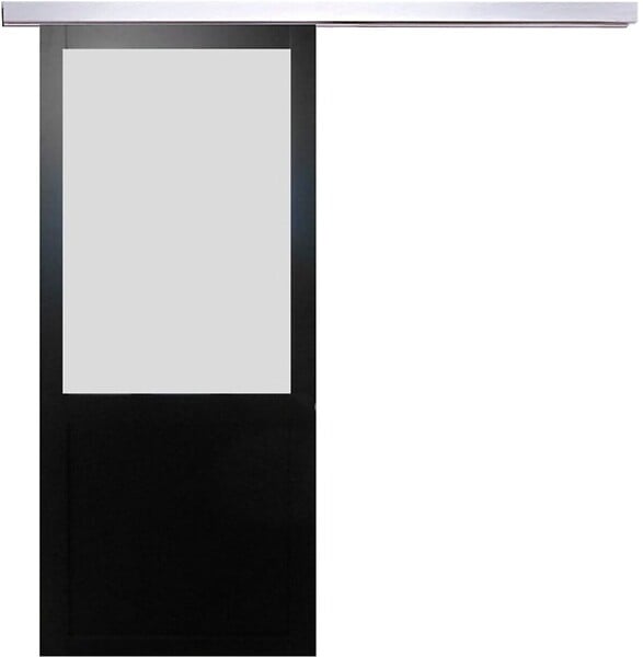 GD MENUISERIES - Porte Coulissante Athena Noir Vitrée H204 x L93 cm, Rail Alu - large