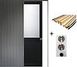 GD MENUISERIES - Porte Coulissante Athena Noir H204 x L93 cm, Galandage, kit finition (coquille et tire doigt) - vignette