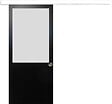 GD MENUISERIES - Porte Coulissante Athena Noir H204 x L93 cm, Rail Alu Bandeau blanc, Coquilles - vignette