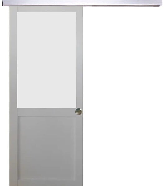 GD MENUISERIES - Porte Coulissante Athena Blanc H204 x L93 cm, Rail Alu, Coquilles - large