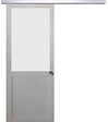 GD MENUISERIES - Porte Coulissante Athena Blanc H204 x L93 cm, Rail Alu, Coquilles - vignette