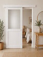 GD MENUISERIES - Porte Coulissante Athena Blanc H204 x l93 cm, Rail alu Bandeau Blanc, Coquilles blanc - vignette