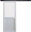 GD MENUISERIES - Porte Coulissante Athena blanc H204 x L93 cm, Rail Alu bandeau noir, Coquilles blanc - vignette