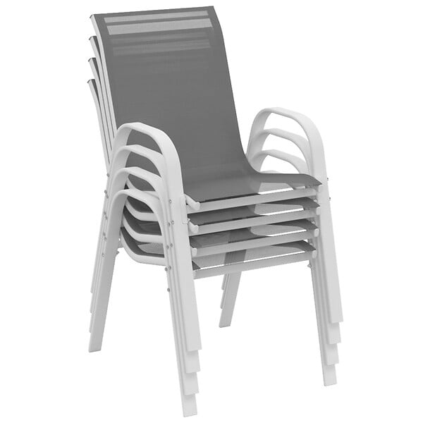 ID MARKET - Salon de jardin POLY table extensible 90-180 CM et 8 chaises blanc et gris - large
