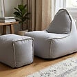 SOO  SANTAI - Fauteuil poire enfant avec repose pieds 75x60x65/45x60x35 cm SANS billes Gris (MBINDR3260-2) - vignette