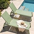 OVIALA - Lot de 2 bains de soleil en aluminium et textilène vert cactus - Nouméa - vignette