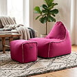 SOO  SANTAI - Fauteuil poire enfant avec repose pieds 75x60x65/45x60x35 cm SANS billes Rose (MBINDR3260-3) - vignette