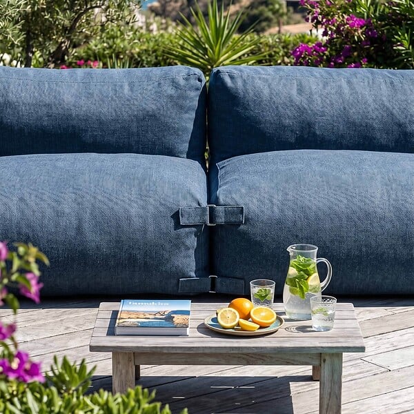 OVIALA - Salon de jardin modulable 2 places bleu pacific - Mixi - large