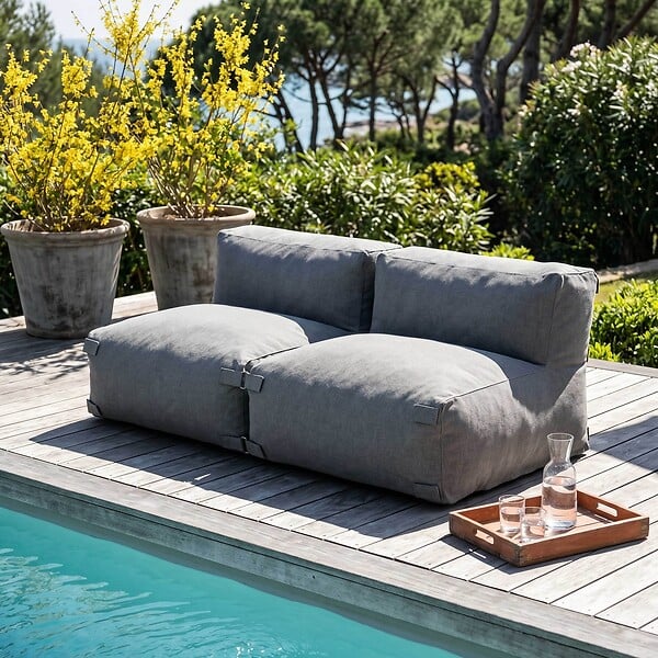 OVIALA - Salon de jardin modulable 2 places gris - Mixi - large