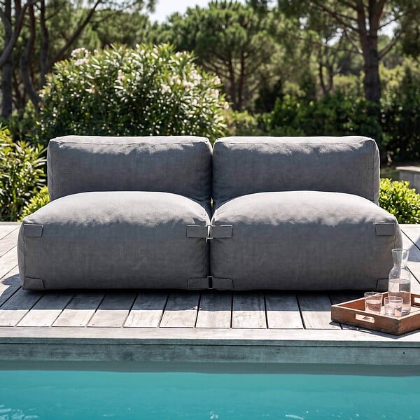 OVIALA - Salon de jardin modulable 2 places gris - Mixi - large