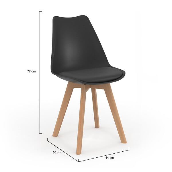 ID MARKET - Lot de 6 chaises scandinaves SARA noires pour salle à manger - large