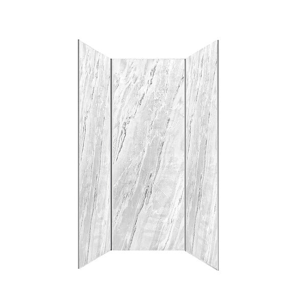 AURLANE - Pack 3 Panneaux Muraux Pierre Artic Storm 80(x2)+120x210cm + Profilés Chrome - STONE'IT - large