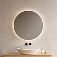 EMKE - EMKE Miroir de salle de bain LED rond diamètre 70 cm, Rétro-éclairage sans cadre, Interrupteur Tactile, 3 Couleurs de Lumière - vignette