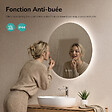 EMKE - EMKE Miroir de salle de bain LED rond diamètre 70 cm, Anti-buée, Rétro-éclairage sans cadre, Interrupteur Tactile, 3 Couleurs de Lumière - vignette