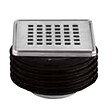 SCHLUTER - Kit grille / cadre Design 3 SQUARE avec siphon intégré - grille sans vis avec cadre inox brossé 100x100mm et siphon Ø90mm - vignette