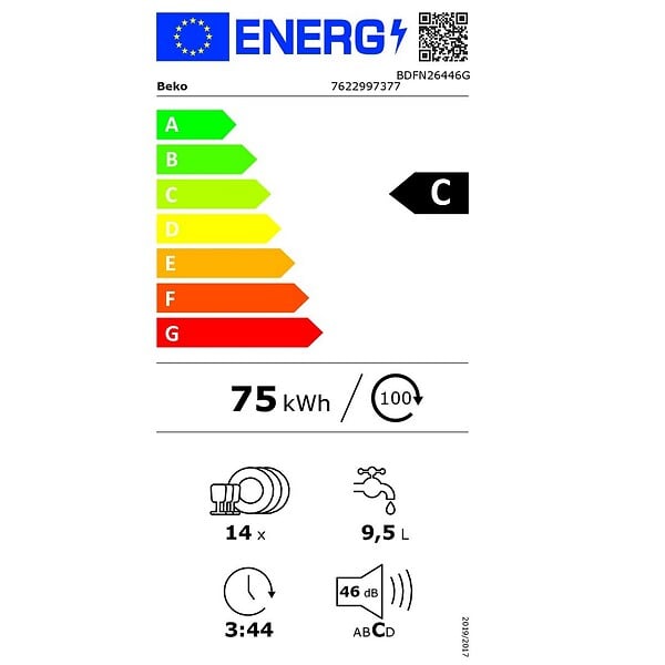 BEKO - lave-vaisselle 60cm 14 couverts 46db - BDFN26446G - large