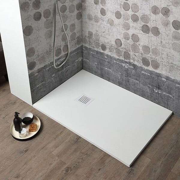 KIAMAMI VALENTINA - Receveur De Douche 160X80 H 2,5Cm En Résine Blanc Effet Pierre | Muse - large