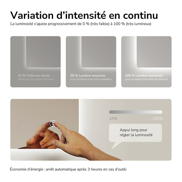 EMKE - EMKE Miroir LED de Salle de Bain 60 x 80 cm,  Antibuée, Interrupteur Tactile,  Intensité réglable 3 Températures - large