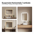EMKE - EMKE Miroir LED Salle de Bain 60 x 40 cm, Rétro-éclairage, Anti-buée, Interrupteur à bouton, Blanc Froid/Chaud - vignette