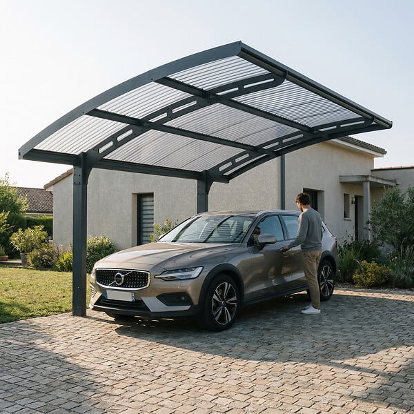 CANOPIA - Canopia Carport Arizona Wave 4,95 x 2,89 m Gris, toiture Gris - large