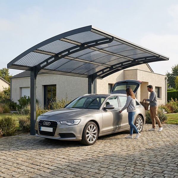 CANOPIA - Canopia Carport Arizona Wave 4,95 x 2,89 m Gris, toiture Gris - large