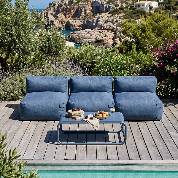 OVIALA - Salon de jardin modulable 3 places bleu pacific - Mixi - large