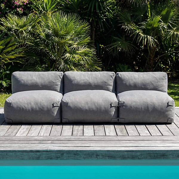 OVIALA - Salon de jardin modulable 3 places gris - Mixi - large