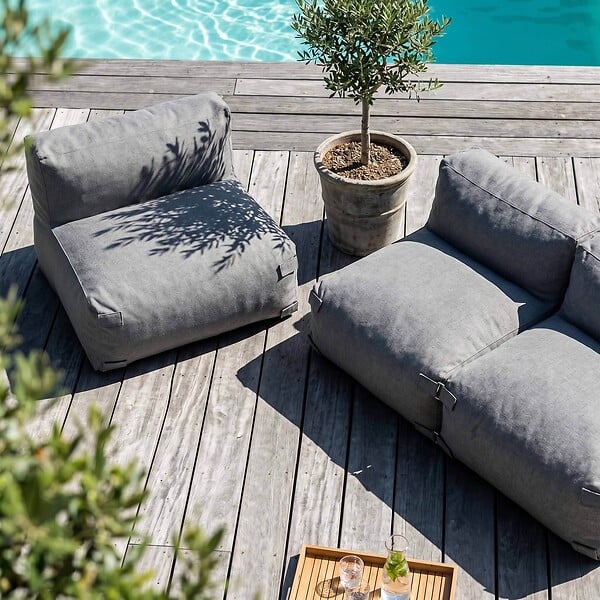 OVIALA - Salon de jardin modulable 3 places gris - Mixi - large