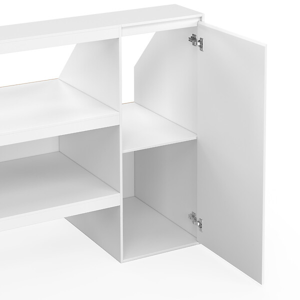 ID MARKET - Ensemble étagère 2 niveaux, armoire 2 armoire 1 porte + 1 niche sous pente TOMI blanc - large