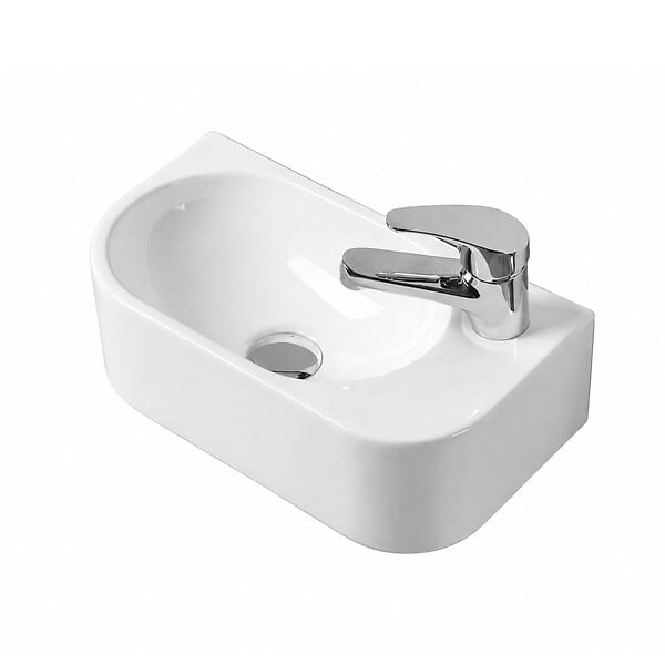OTITEC - Lave-mains mural droite -42 x 22 cm -Blanc -NOVA - large