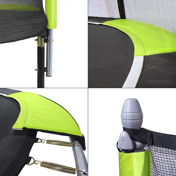 KANGUI - Trampoline jardin Ø 430 cm + filet + échelle - JUMPI 430 - Noir/Vert - large
