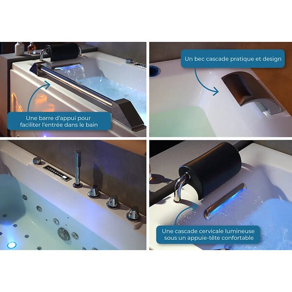 DISTRIBAIN - Baignoire balnéo D-Cleveland 46 jets Whirlpool - large
