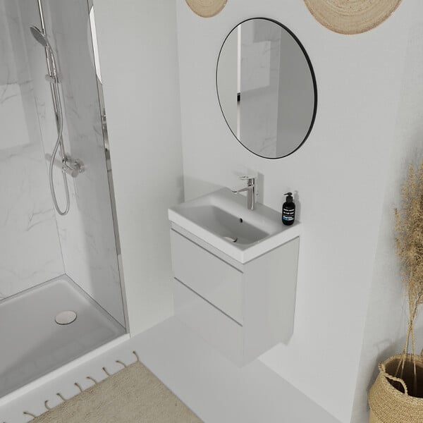 CERSANIT - Meuble salle de bain-50x35cm-Gain de place-Gris Clair-Moduo Slim - large