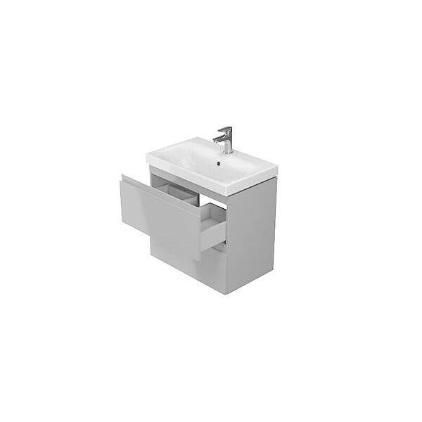 CERSANIT - Meuble salle de bain-50x35cm-Gain de place-Gris Clair-Moduo Slim - large