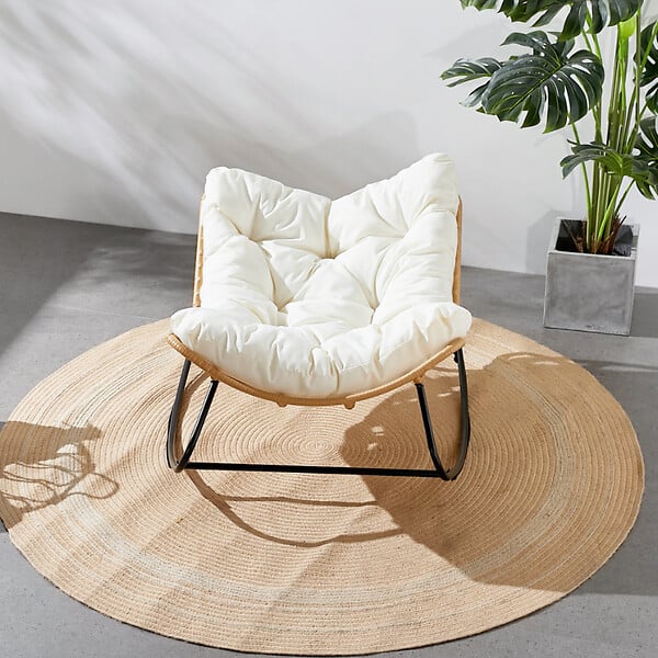 CONCEPT USINE - Fauteuil à bascule en résine tressée coussin beige CANGGU - large