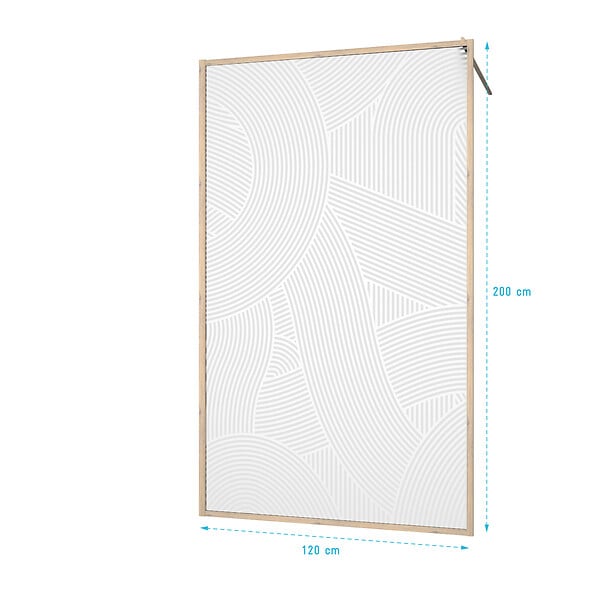AURLANE - Paroi de douche 120 x 200 HINATA style Japandi courbes douces - Cadre effet Bois - Verre 6mm - large
