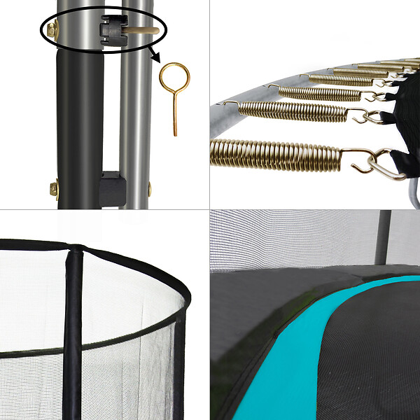 KANGUI - Trampoline Ø 360cm + filet de sécurité + échelle + bâche - PUNCHI 360 Bleu - large