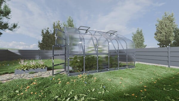 KLASIKA GREENHOUSES - Serre de jardin KLASIKA Standard 10m2, 2,5m x 4m, 6 mm avec revêtement en polycarbonate (Avec 2 toits ouvrants automatiques) - large